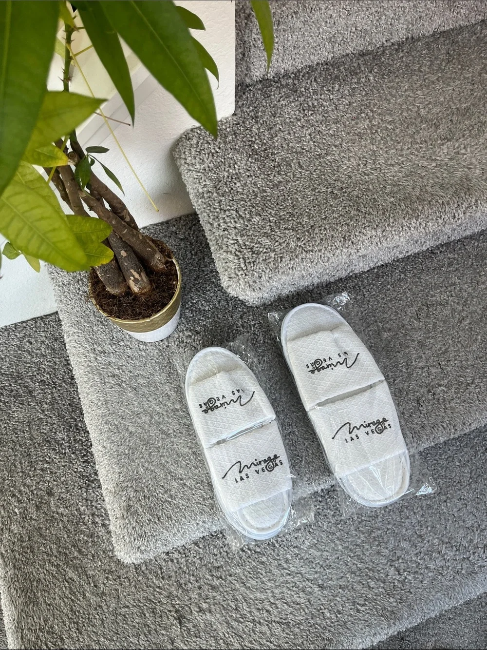 Mirage Las Vegas Men's White Spa Slide Slippers